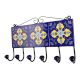 Navy Blue Yellow Floral Tiles Hooks